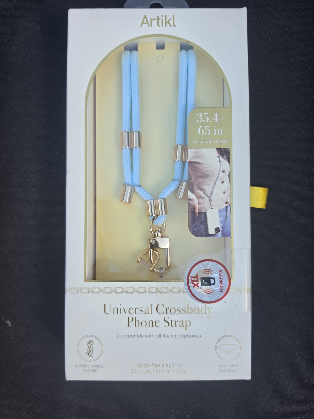 Universal Crossbody Phone Strap - Light Blue with Gold Hardware